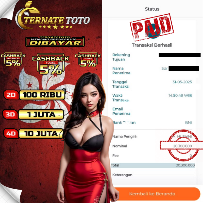 TERNATETOTO - MENANG HONGKONG POOLS  Rp.20,000,000